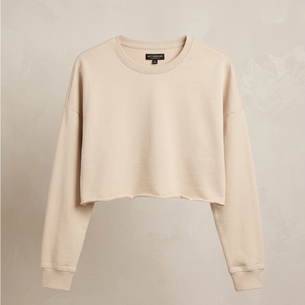 naked wardrobe Cropped Crewneck Sweatshirt - Beige